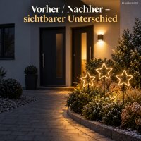 LED Metallstecker Sterne 10x21cm Schwarz - Gartenstecker außen 3er-Set
