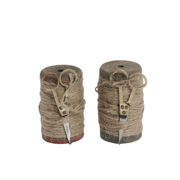 Juteband auf Spule mit Schere D5xH8cm Natur Beige - Jute Deko