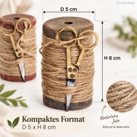 Juteband auf Spule mit Schere D5xH8cm Natur Beige - Jute Deko