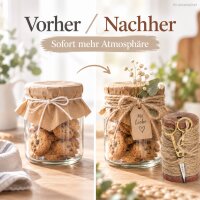 Juteband auf Spule mit Schere D5xH8cm Natur Beige - Jute Deko