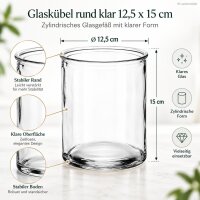 Glaskübel rund 12,5x15cm Transparent klar Glasvase Dekoglas