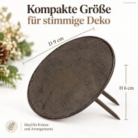 Kerzenhalter zum Einstecken D9xH6cm Braun dunkelbraun Eisen rund