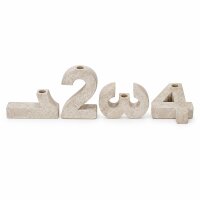 Zahlen Kerzenhalter 4er Set Creme Greige Zement für Advent und Tischdeko
