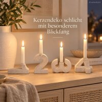 Zahlen Kerzenhalter 4er Set Creme Greige Zement für Advent und Tischdeko