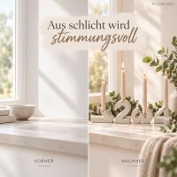 Zahlen Kerzenhalter 4er Set Creme Greige Zement für Advent und Tischdeko