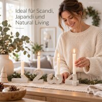 Zahlen Kerzenhalter 4er Set Creme Greige Zement für Advent und Tischdeko