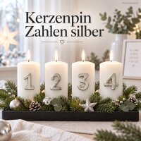 Zahlenstecker für Kerzen 2x1,5xH4cm Silber silberfarben Aluminium