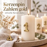 Kerzenpin Set Zahlen 2x1,5x4cm Gold Altgold Aluminium Tischdeko