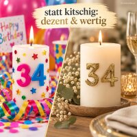 Kerzenpin Set Zahlen 2x1,5x4cm Gold Altgold Aluminium Tischdeko