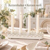 Kerzenhalter 4 Kerzen 21x4,5xH4cm Weiß - Mehrfach Kerzenhalter Eisen
