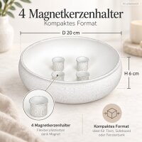 Schale mit Kerzenhalter D20xH6cm Weiß Off-White Eisen für Stabkerzen