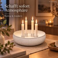 Schale mit Kerzenhalter D20xH6cm Weiß Off-White Eisen für Stabkerzen