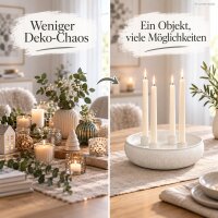 Schale mit Kerzenhalter D20xH6cm Weiß Off-White Eisen für Stabkerzen