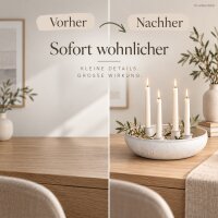 Schale mit Kerzenhalter D20xH6cm Weiß Off-White Eisen für Stabkerzen