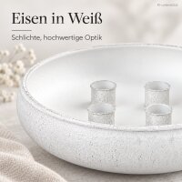 Schale mit Kerzenhalter D20xH6cm Weiß Off-White Eisen für Stabkerzen