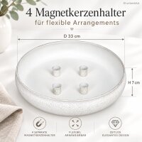 Kerzenschale für Stabkerzen D33xH7cm Weiß Perlmutt-Weiß Eisen