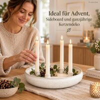 Kerzenschale für Stabkerzen D33xH7cm Weiß Perlmutt-Weiß Eisen