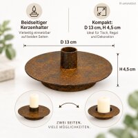 Kerzenhalter Eisen 13cm Braun dunkelbraun rund beidseitig Tischdeko