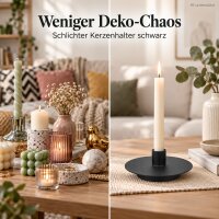 Kerzenhalter Schwarz D13xH4,5cm - runder Kerzenständer aus Eisen