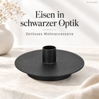 Kerzenhalter Schwarz D13xH4,5cm - runder Kerzenständer aus Eisen