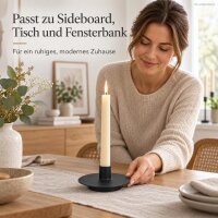 Kerzenhalter Schwarz D13xH4,5cm - runder Kerzenständer aus Eisen