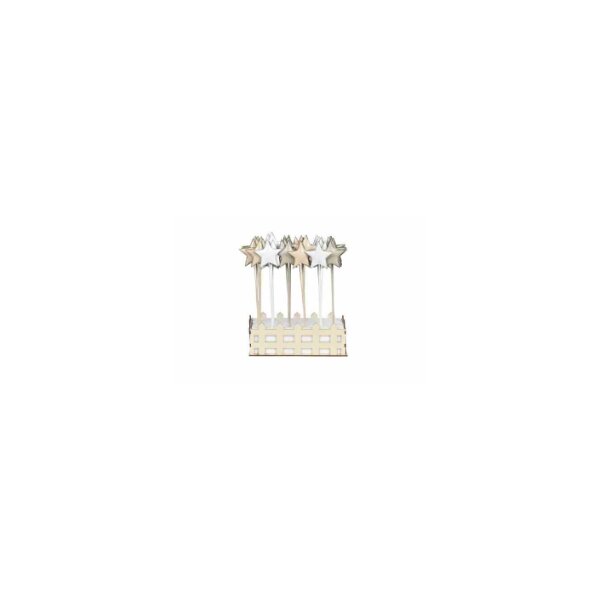Stern am Stab, farblich sortiert, Eisen, 6,5 x 0,5 x H 6,5 cm + 20 cm Stab