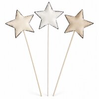 Deko Stern am Stab 6,5x0,5x20cm Weiß Beige Grau...
