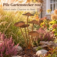 Pilz Gartenstecker rost 22x20xH29cm Braun Eisen Pilzgruppe zum Stecken