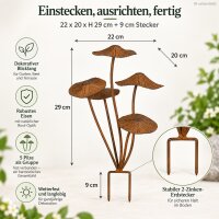 Pilz Gartenstecker rost 22x20xH29cm Braun Eisen Pilzgruppe zum Stecken