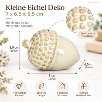 Deko Eichel Porzellan 7x6,5xH5,5cm Creme Elfenbein Regaldeko Herbst