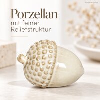 Deko Eichel Porzellan 7x6,5xH5,5cm Creme Elfenbein Regaldeko Herbst
