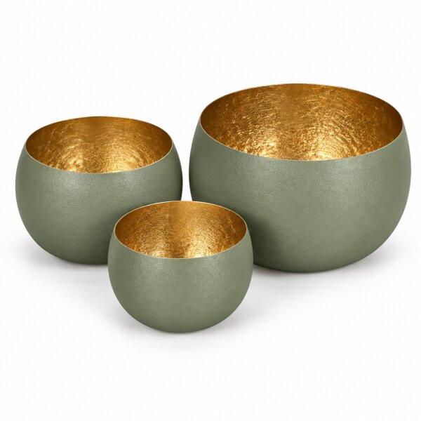 Windlicht 3er Set D13-22cm Grün Olivgrün - Eisen für Tischdeko