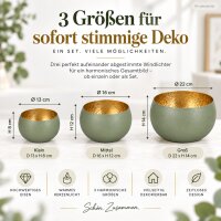 Windlicht 3er Set D13-22cm Grün Olivgrün - Eisen für Tischdeko