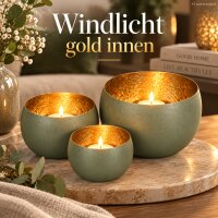 Windlicht 3er Set D13-22cm Grün Olivgrün - Eisen für Tischdeko