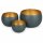 Windlicht 3er Set D13-22cm Blau petrol Eisen gold innen modern
