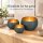 Windlicht 3er Set D13-22cm Blau petrol Eisen gold innen modern