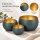 Windlicht 3er Set D13-22cm Blau petrol Eisen gold innen modern