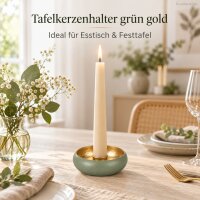 Tafelkerzenhalter grün gold D11xH4cm - salbeigrüner Kerzenhalter Eisen