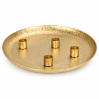 Kerzenteller gold 25cm creme-gold - Eisen Kerzentablett mit 4 Haltern