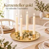 Kerzenteller gold 25cm creme-gold - Eisen Kerzentablett mit 4 Haltern