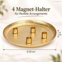 Kerzenteller gold 25cm creme-gold - Eisen Kerzentablett mit 4 Haltern