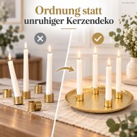 Kerzenteller gold 25cm creme-gold - Eisen Kerzentablett mit 4 Haltern