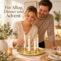 Kerzenteller gold 25cm creme-gold - Eisen Kerzentablett mit 4 Haltern