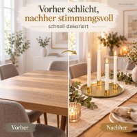 Kerzenteller mit 4 Kerzenhaltern 25cm Gold Grün - Eisen Dekoteller