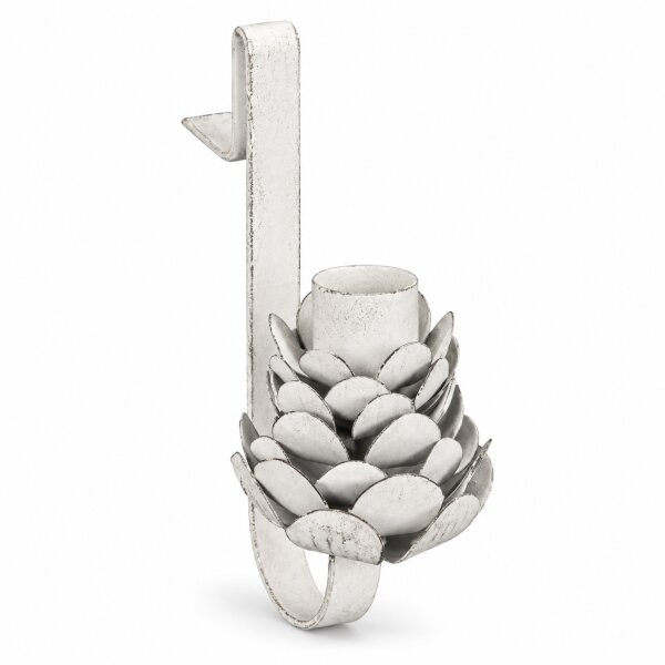Hängender Tafelkerzenhalter 12x5,5x13,5cm Weiß - Eisen Zapfen