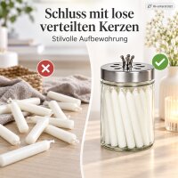Kerzendose silber D8,5xH15cm Silberfarben Glasbehälter mit 24 Kerzen