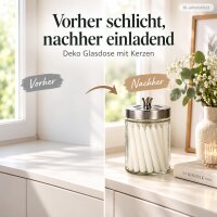 Kerzendose silber D8,5xH15cm Silberfarben Glasbehälter mit 24 Kerzen