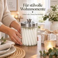 Kerzendose silber D8,5xH15cm Silberfarben Glasbehälter mit 24 Kerzen