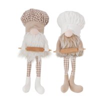 Kantenhocker Deko 42cm Weiß Beige - Wichtel Figur für Fensterbank