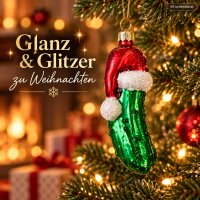 Weihnachtsanhänger Gurke 4,5x12,5cm Bunt Grün Glas Christbaumschmuck